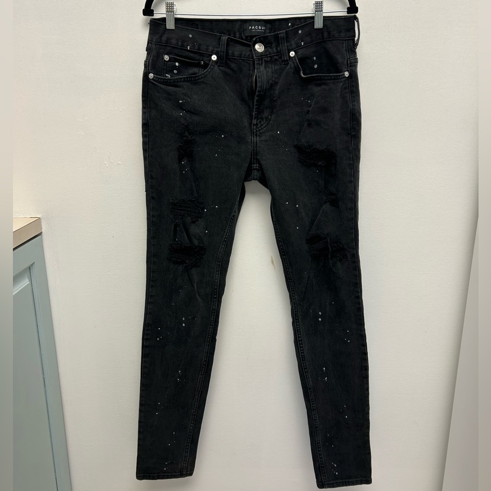 Pacsun/ Black Distressed Jeans/ Speckled White Paint Splatter/ 32x32